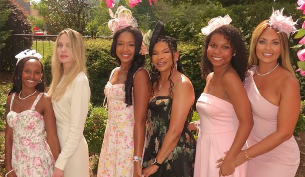 Angelina Jolie with daughter Zahara along with Gizelle Bryant and her daughter Angel (Image: Gizelle Bryant/ Instagram)