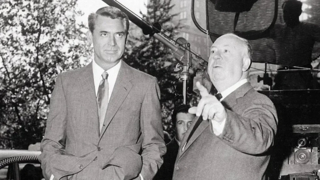 Cary Grant and Alfred Hitchcock on the set of 'North by Northwest' (Image: Movies on Focus)-1280x720