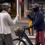 Benedict Cumberbatch was seen in a heated argument with a masked cyclist (Image: The Sun)