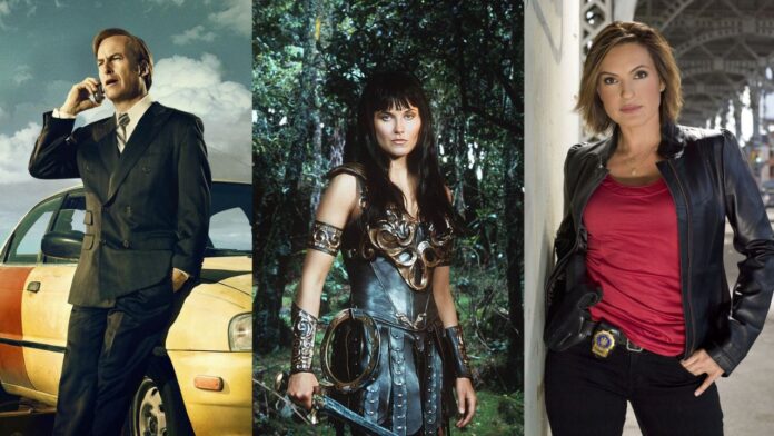 Better Call Saul, Xena: Warrior Princess, Law & Order: Special Victims Unit (Image: AMC, Syndication, NBC) Better Call Saul, Xena: Warrior Princess, Law & Order: Special Victims Unit (Image: AMC, Syndication, NBC)