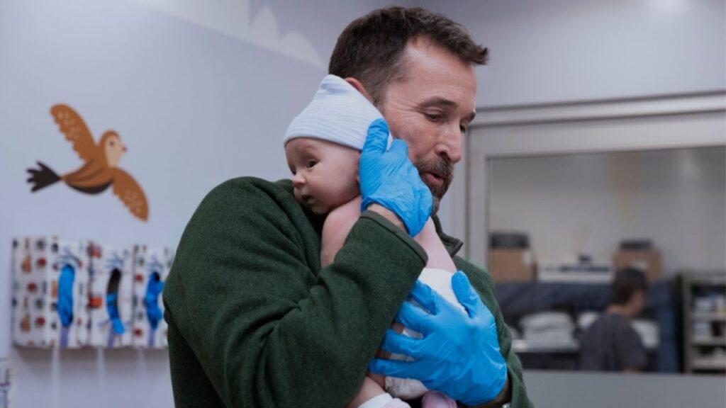 Noah Wyle and Baby Jane Doe in 'The Pitt'