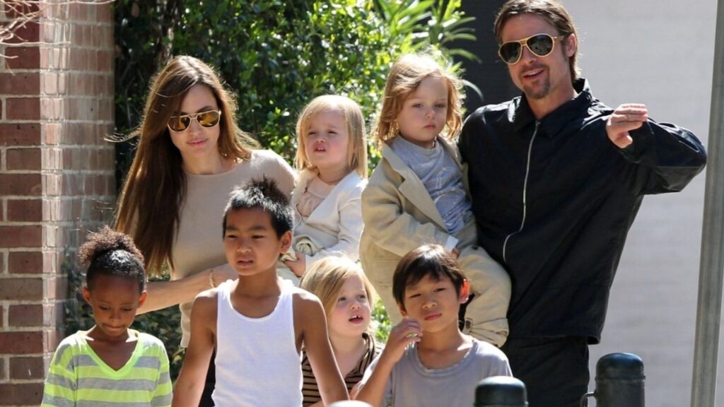 Brad Pitt and Angelina Jolie with kids