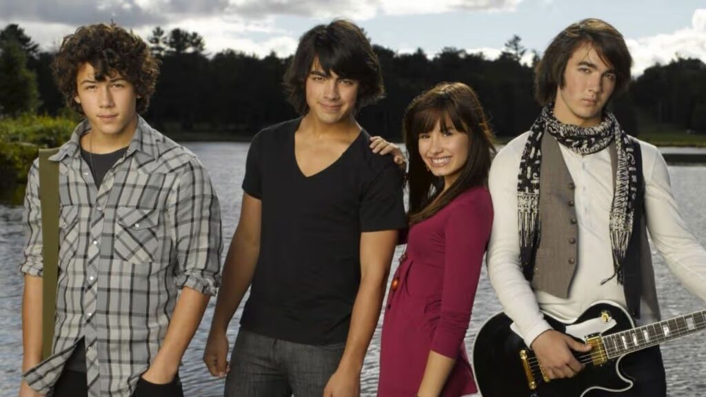 Jonas Brothers with Demi Lovato in 'Camp Rock' (Image: Disney)