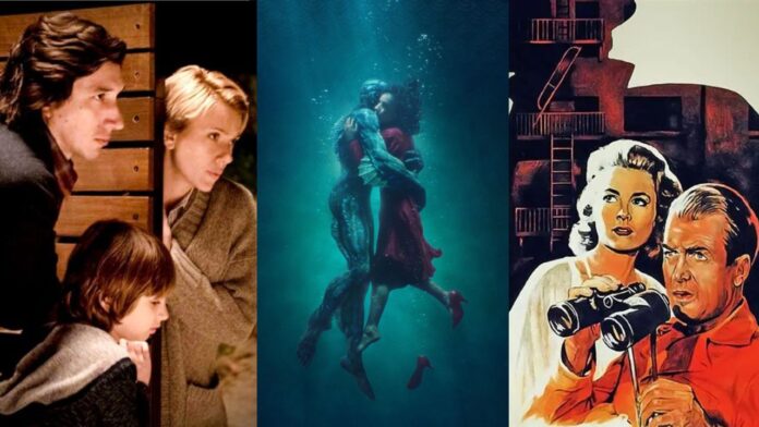 Marriage Story, The Shape of Water, Rear Window (Image: Netflix, Fox Searchlight Pictures, Paramount Pictures)