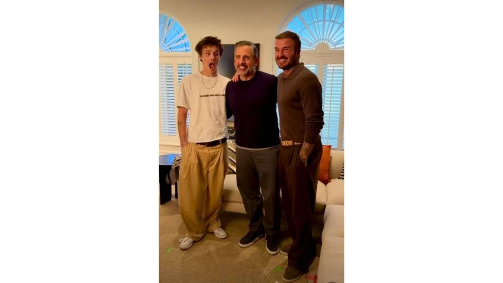 David Beckham And Cruz Beckham with Steve Carell