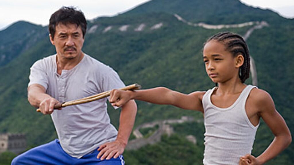 Jackie Chan and Jaden Smith in The Karate Kid (2010).