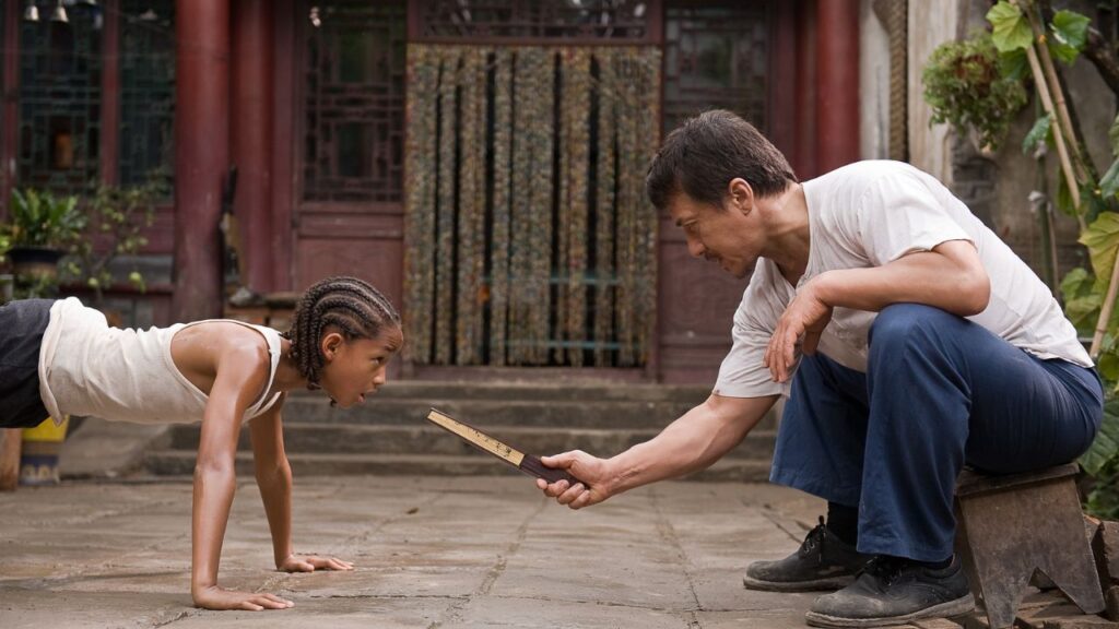 Jackie Chan and Jaden Smith in The Karate Kid (2010).