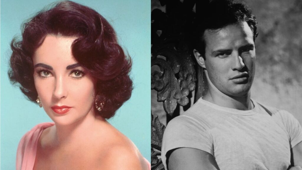 Elizabeth Taylor and Marlon Brando (Image: TV Tropes and British GQ)