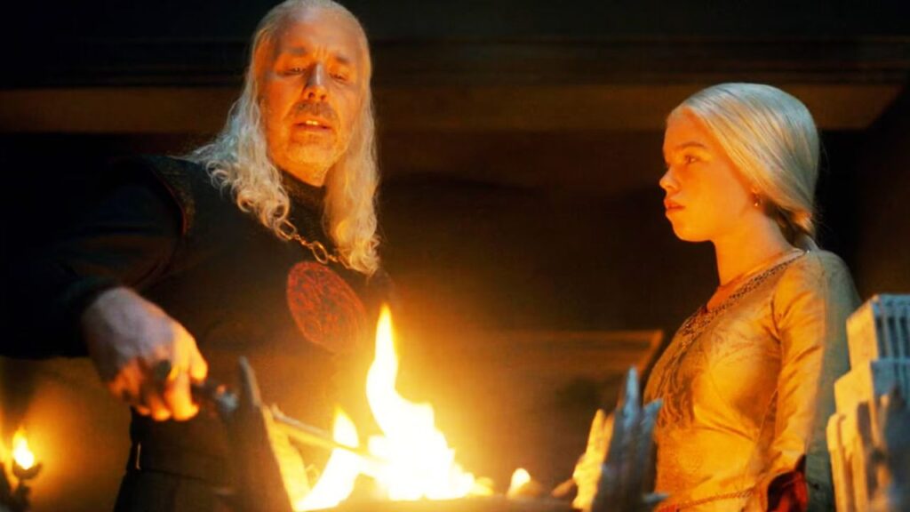 King Viserys I and Rhaenyra in 'House of the Dragon' (Image: HBO)