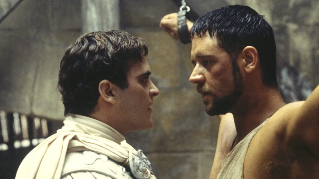 Joaquin Phoenix and Russell Crowe in 'Gladiator' (Image: DreamWorks Distribution)