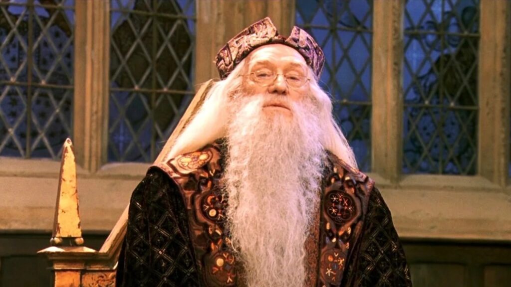 Richard Harris in 'Harry Potter and the Sorcerer's Stone' (Image: Warner Bros.)
