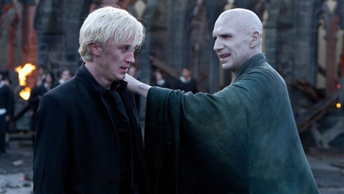 Draco Malfoy and Voldemort in 'Harry Potter' Draco Malfoy and Voldemort in 'Harry Potter'