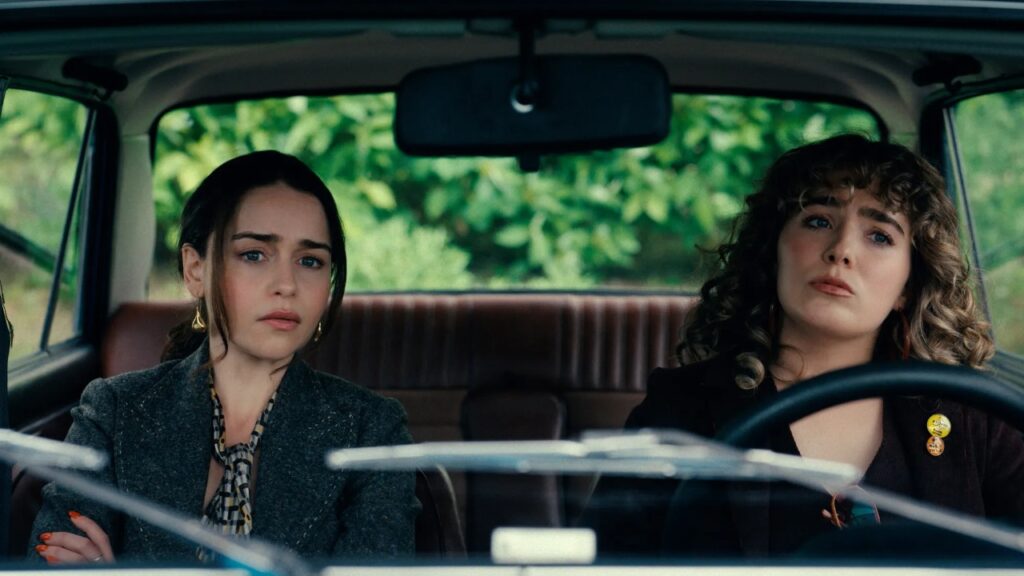 Emilia Clarke and Haley Lu Richardson in 'Ponies' (Image: Peacock)