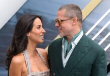 Ines de Ramon and Brad Pitt