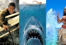 Ocean movies: The Perfect Storm, Jaws, Moana
