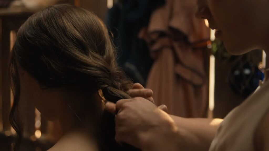 Hair braid scene from 'Enola Holmes 3'