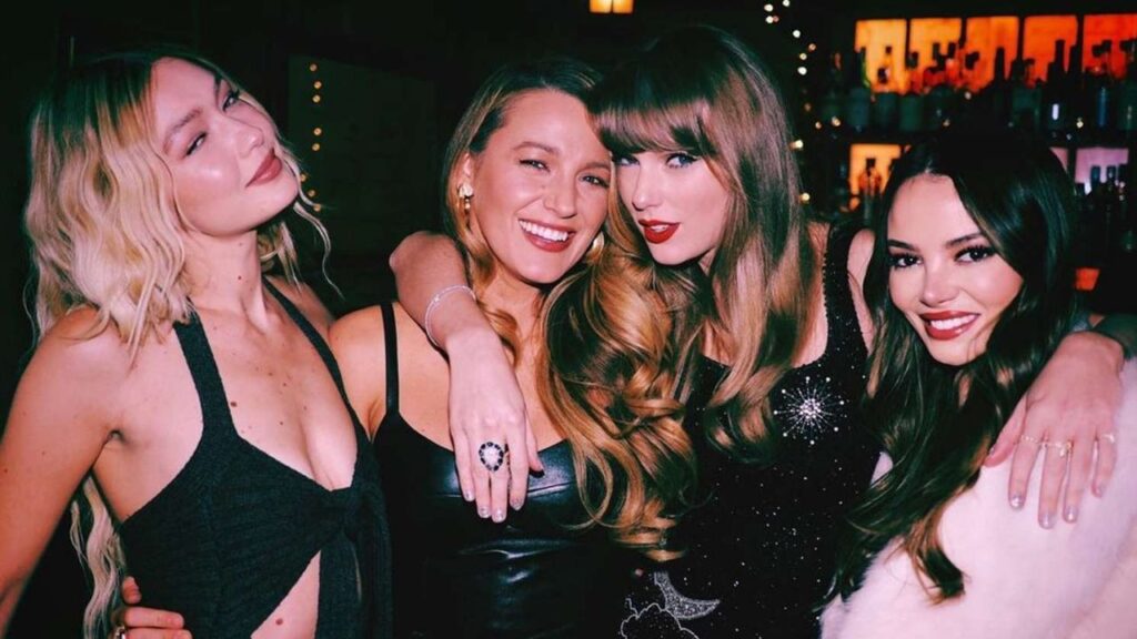 Taylor Swift with friends Keleigh Sperry, Blake Lively, and Gigi Hadid