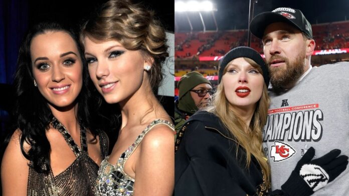 Katy Perry, Taylor Swift and Travis Kelce (Image: E!) Katy Perry, Taylor Swift and Travis Kelce (Image: E!)