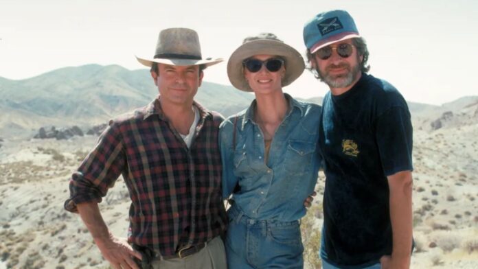Sam Neill, Laura Dern, and Steven Speilberg Sam Neill, Laura Dern, and Steven Speilberg