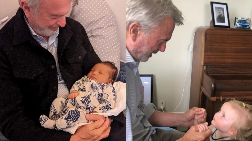 Sam Neill reunited with his grandchildren