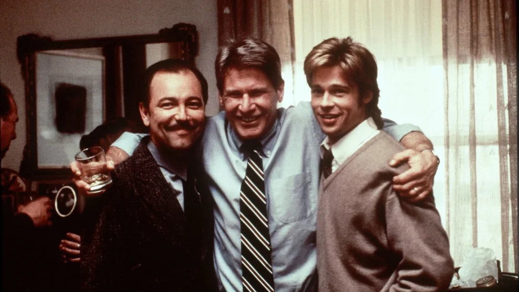 Harrison Ford and Brad Pitt on the set of 'The Devil's Own' (Image: Sony Pictures)