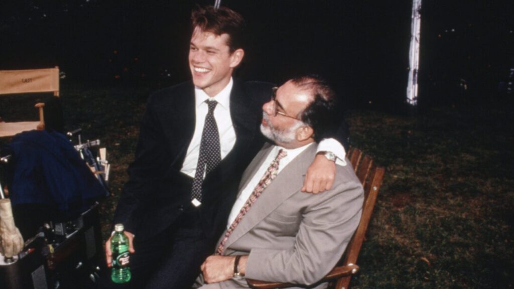 Matt Damon and Francis Ford Coppola on the set of 'The Rainmaker' (Image: Paramount Pictures)