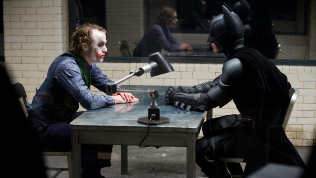 Heath Ledger and Christian Bale in 'The Dark Knight' (Image: Warner Bros.)