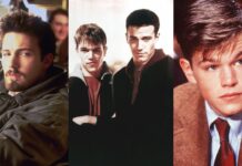 Ben Affleck and Matt Damon in Chasing Amy (1997), Dogma (1999), School Ties (1992) (Image: Miramax Films, Lionsgate Films, Paramount Pictures)