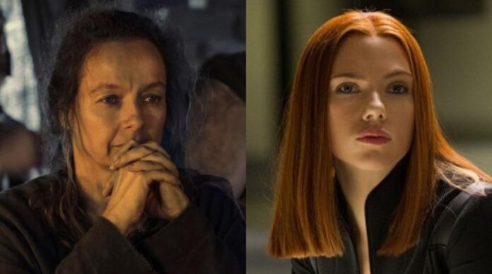Morton as Circe and Johansson as Black Widow (Image: Marvel, UP)