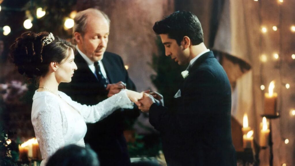 Emily and Ross's Wedding in Friends (Image: NBC)