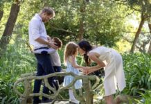 Prince Harry and Meghan Markle with their children