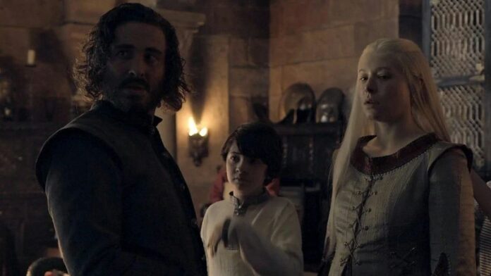 Rhaenyra and Harwin Strong in 'House of the Dragon' (Image: HBO) Rhaenyra and Harwin Strong in 'House of the Dragon' (Image: HBO)
