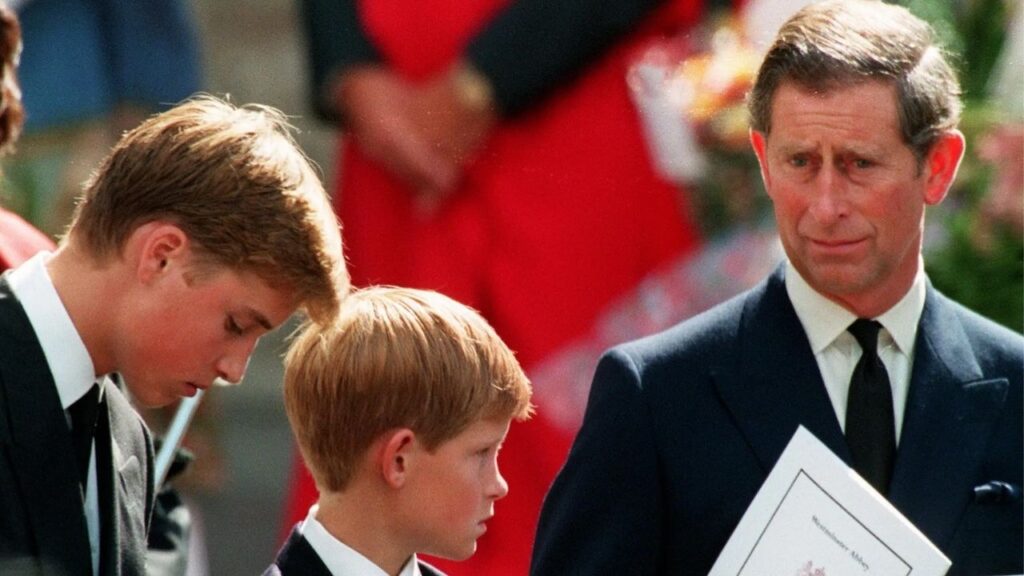 King Charles at Diana's funeral