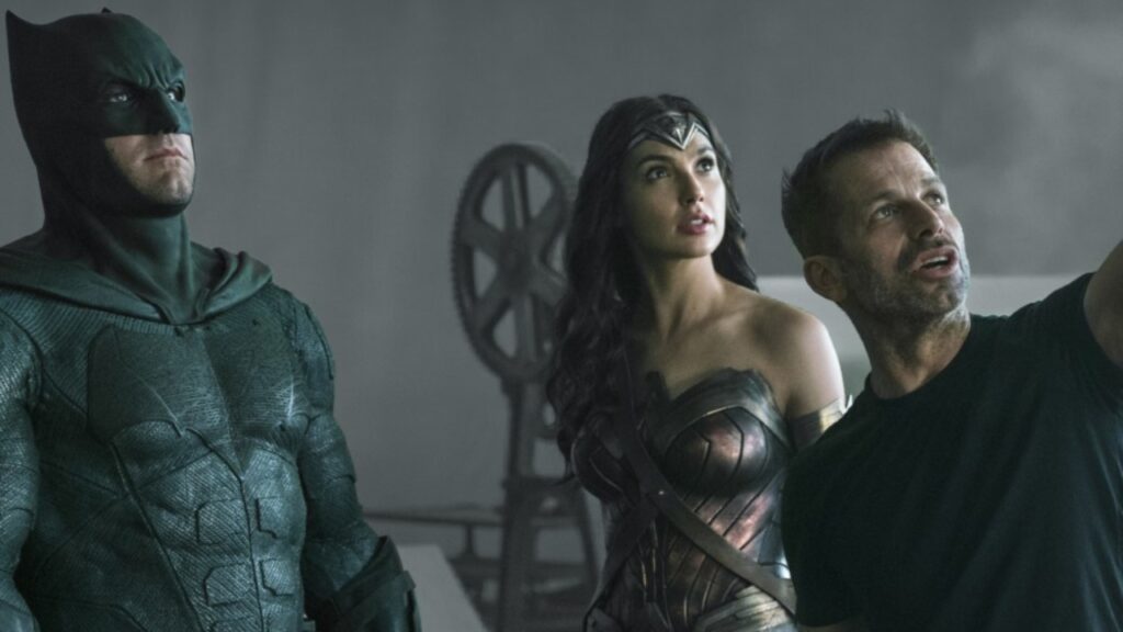 Ben Affleck as Batman, Gal as WW, and Snyder (Image: WB)